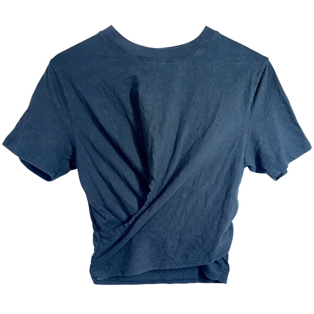 Abercrombie & Fitch Soft AF Essential Black Twist Wrap T-Shirt Crop Top Size S